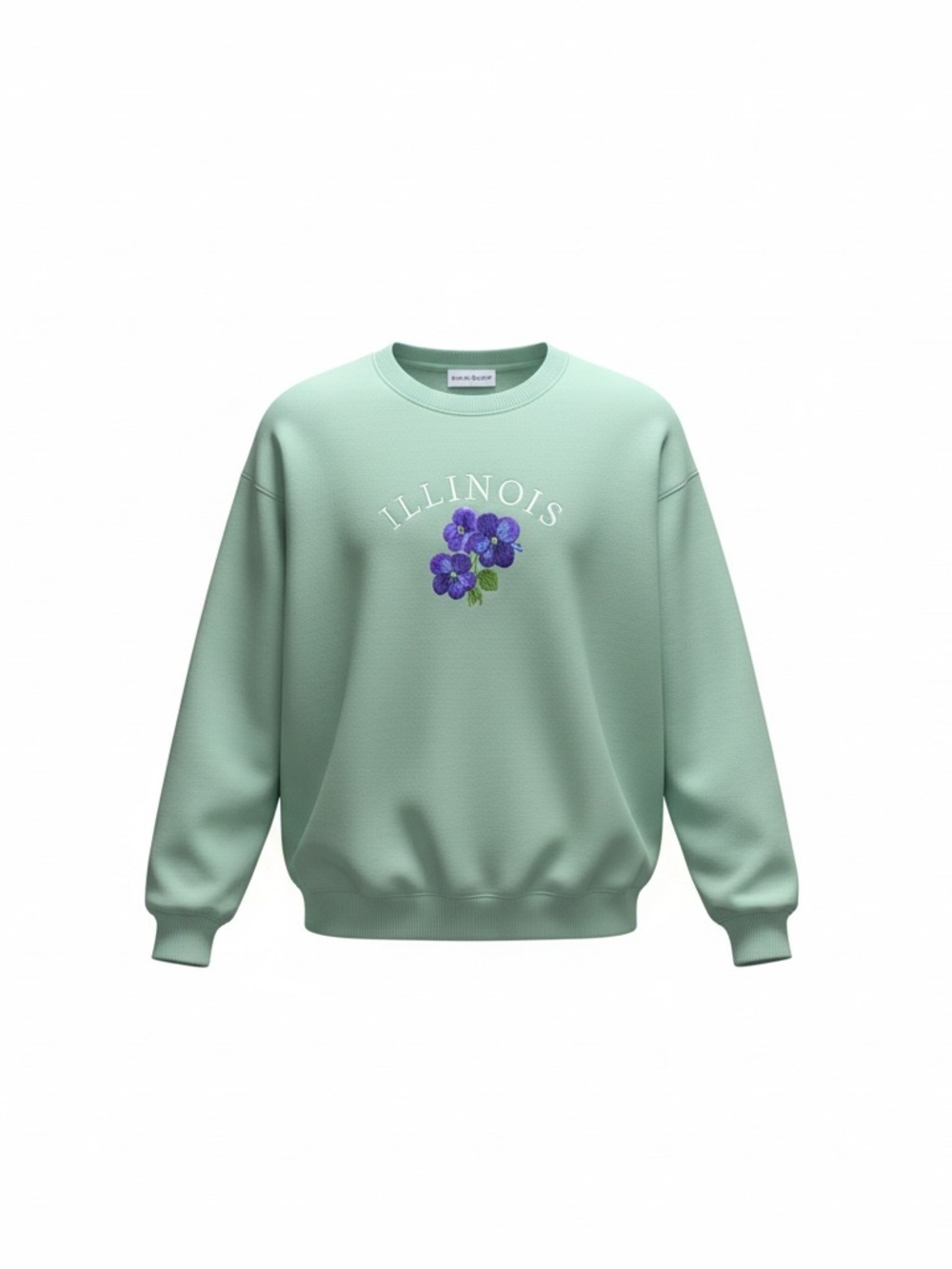 State of Mine Illinois crewneck sweatshirt with purple embroidered flowers sizeL